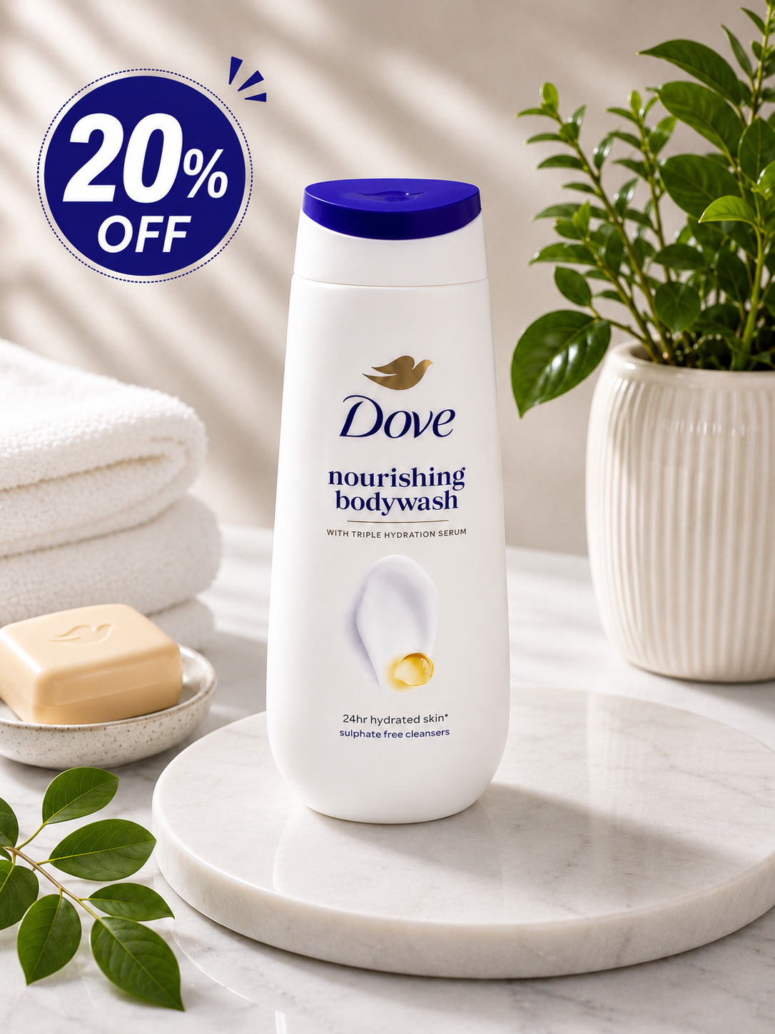 Dove Nourishing Body Wash with Triple Hydration Serum | Deep Moisturization | Soft & Healthy Skin | 250ml