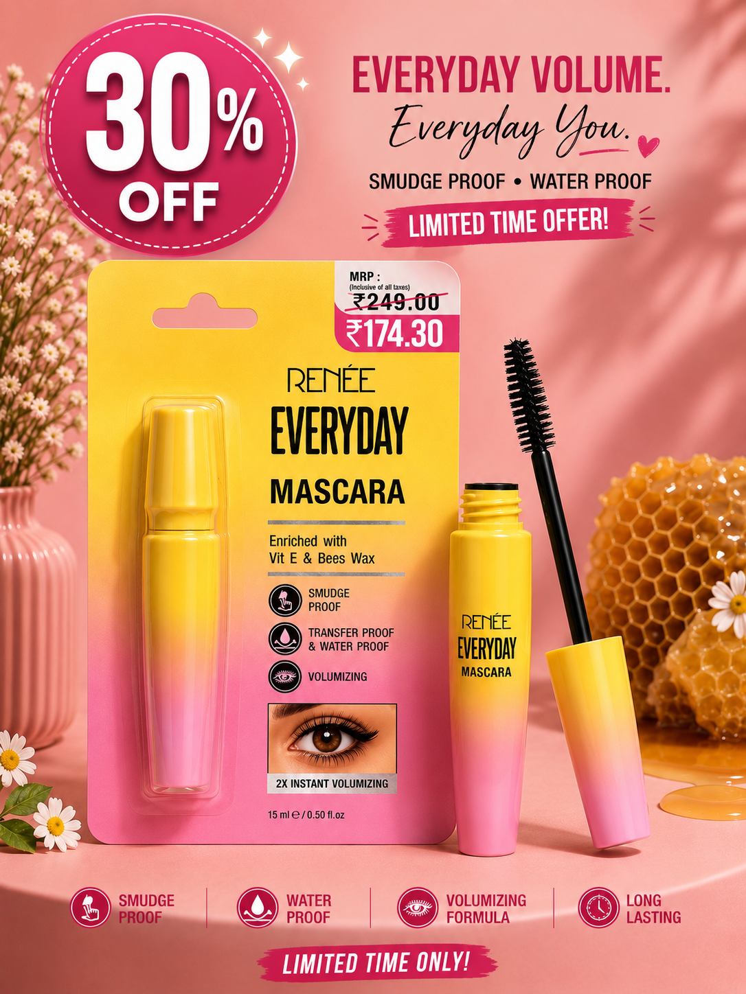 RENÉE Everyday Mascara – Everyday Volume, Everyday Confidence 30% off