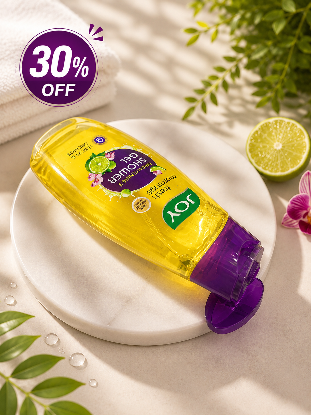Joy Fresh Mornings Brightening Shower Gel with Lemon & Orchids | Refreshing Body Wash | 250ml flat 30%