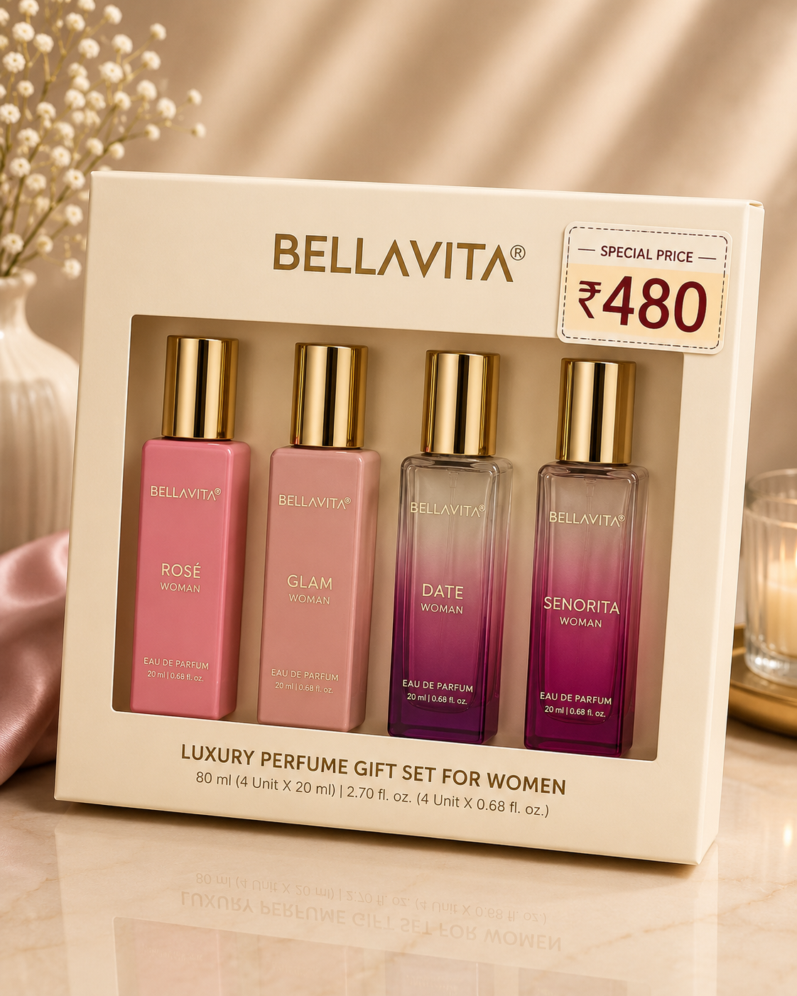 Bellavita Luxury Perfume Gift Set for Women (4 x 20ml)