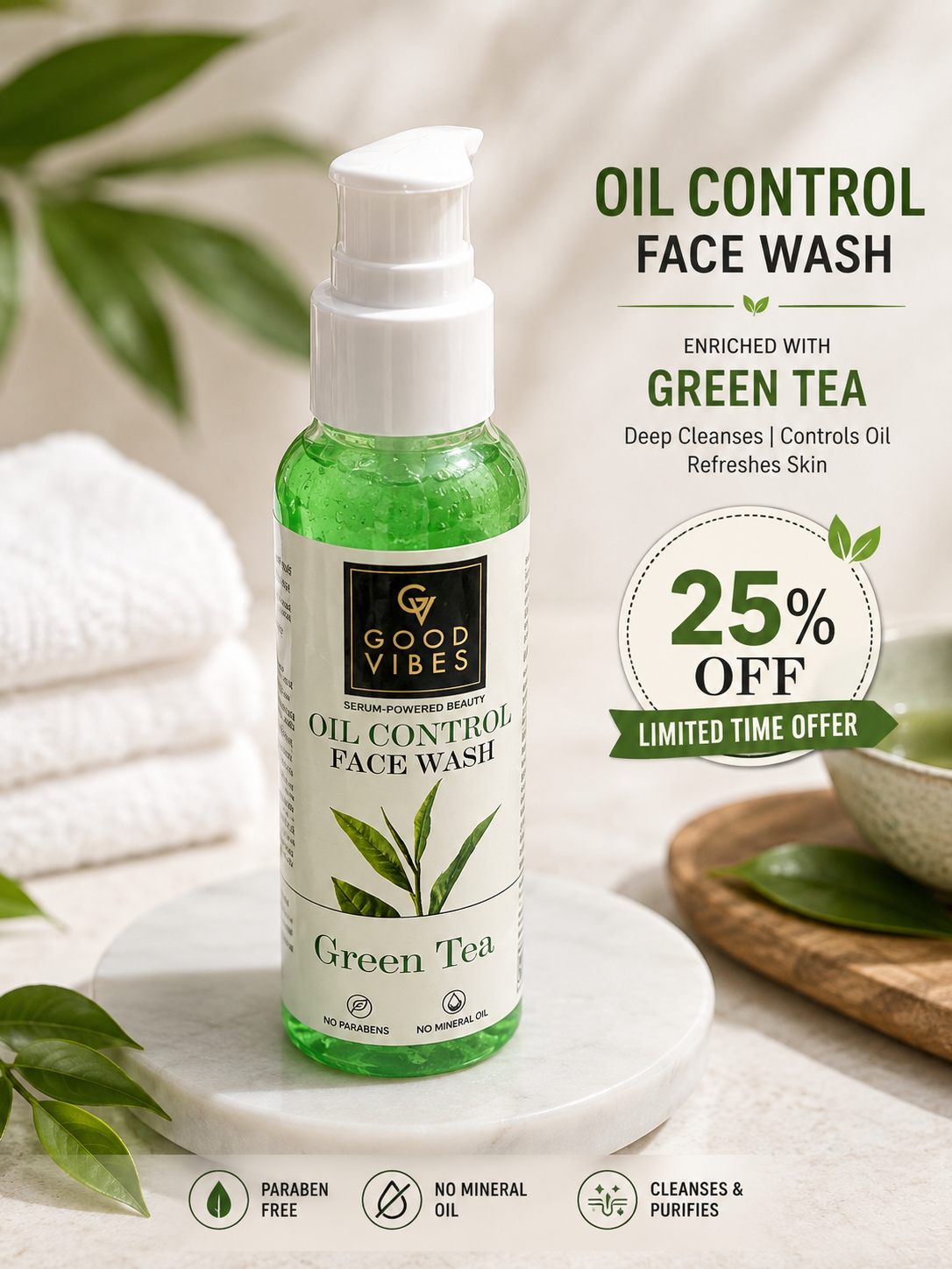 Good Vibes Green Tea Oil Control Face W