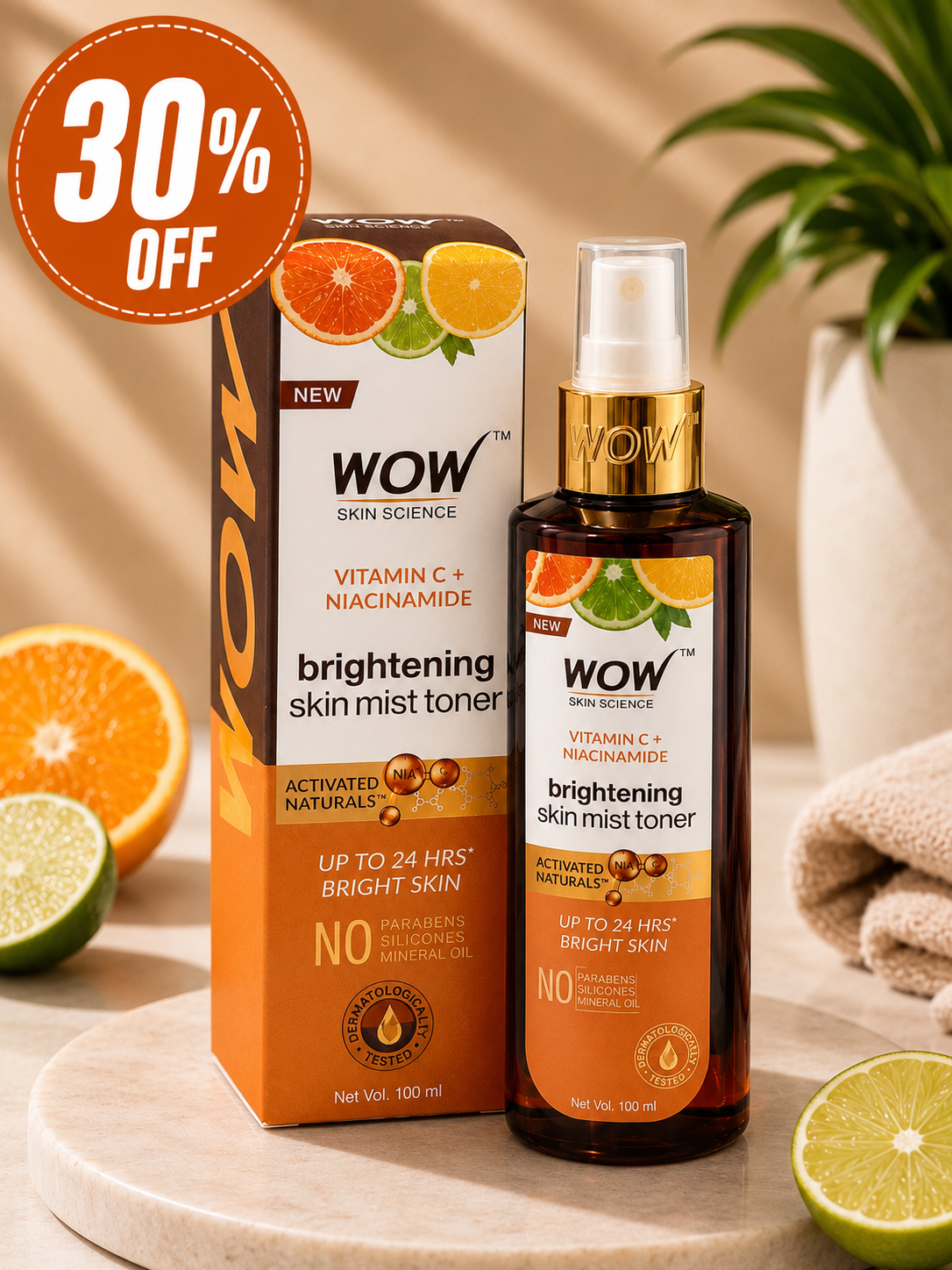 WOW Skin Science Vitamin C + Niacinamide Brightening Skin Mist Toner 30% off