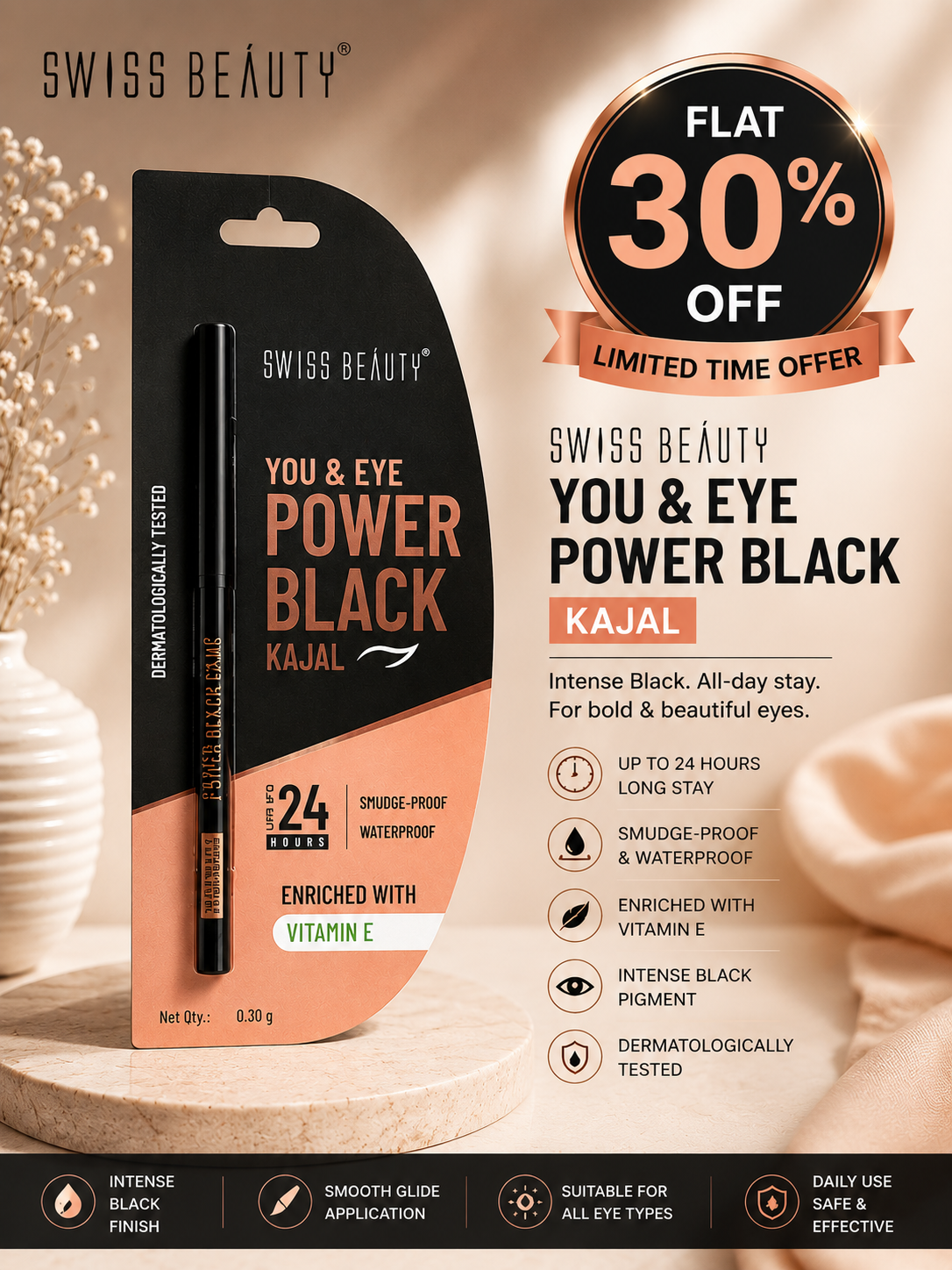 Swiss Beauty You & Eye Power Black Kajal 30% off