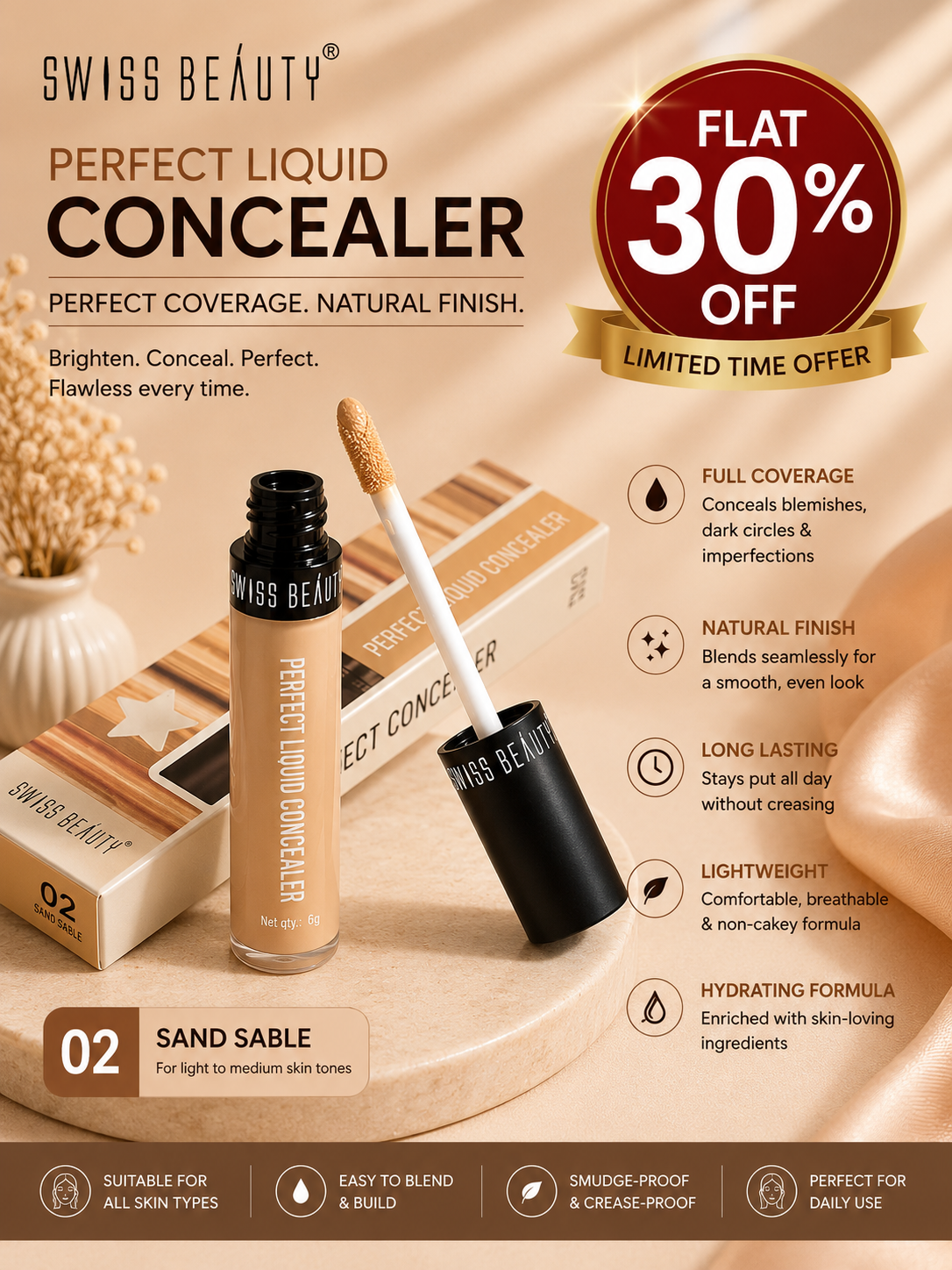 Swiss Beauty Perfect Liquid Concealer 30% off