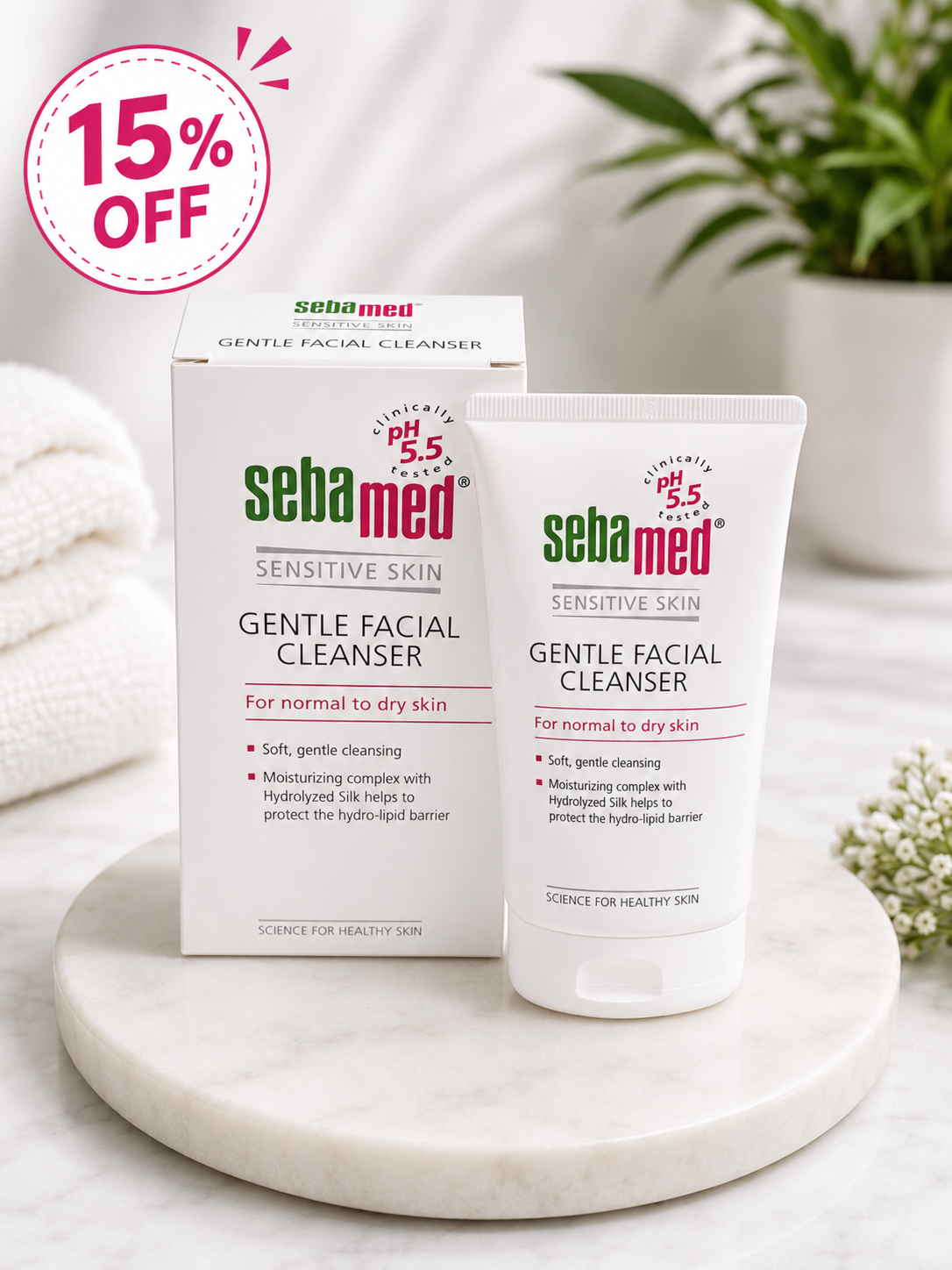 Sebamed Sensitive Skin Gentle Facial Cleanser 150ml For Normal to Dry Skin and For Oily & Combination  15% off