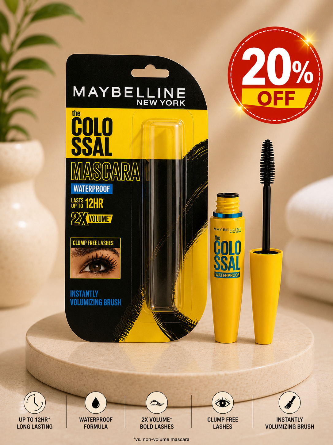 Maybelline New York The Colossal Waterproof Mascara 20% off