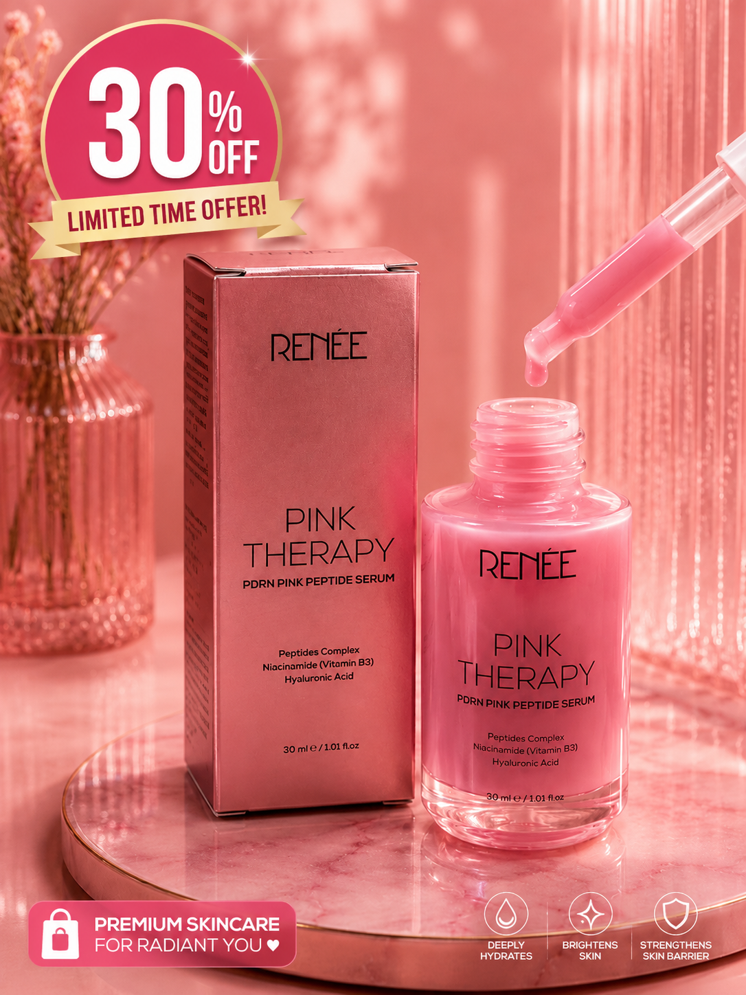 RENÉE Pink Therapy PDRN Pink Peptide Serum Net-30gm 30% flat