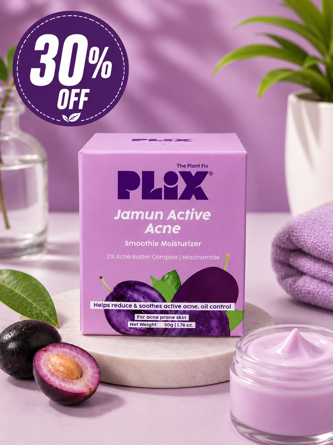 PLIX Jamun Active Acne Smoothie Moisturizer – 50g 30% off