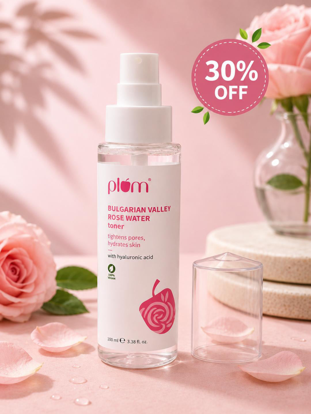 Plum Bulgarian Valley Rose Water Toner with Hyaluronic Acid – 100ml 30% off