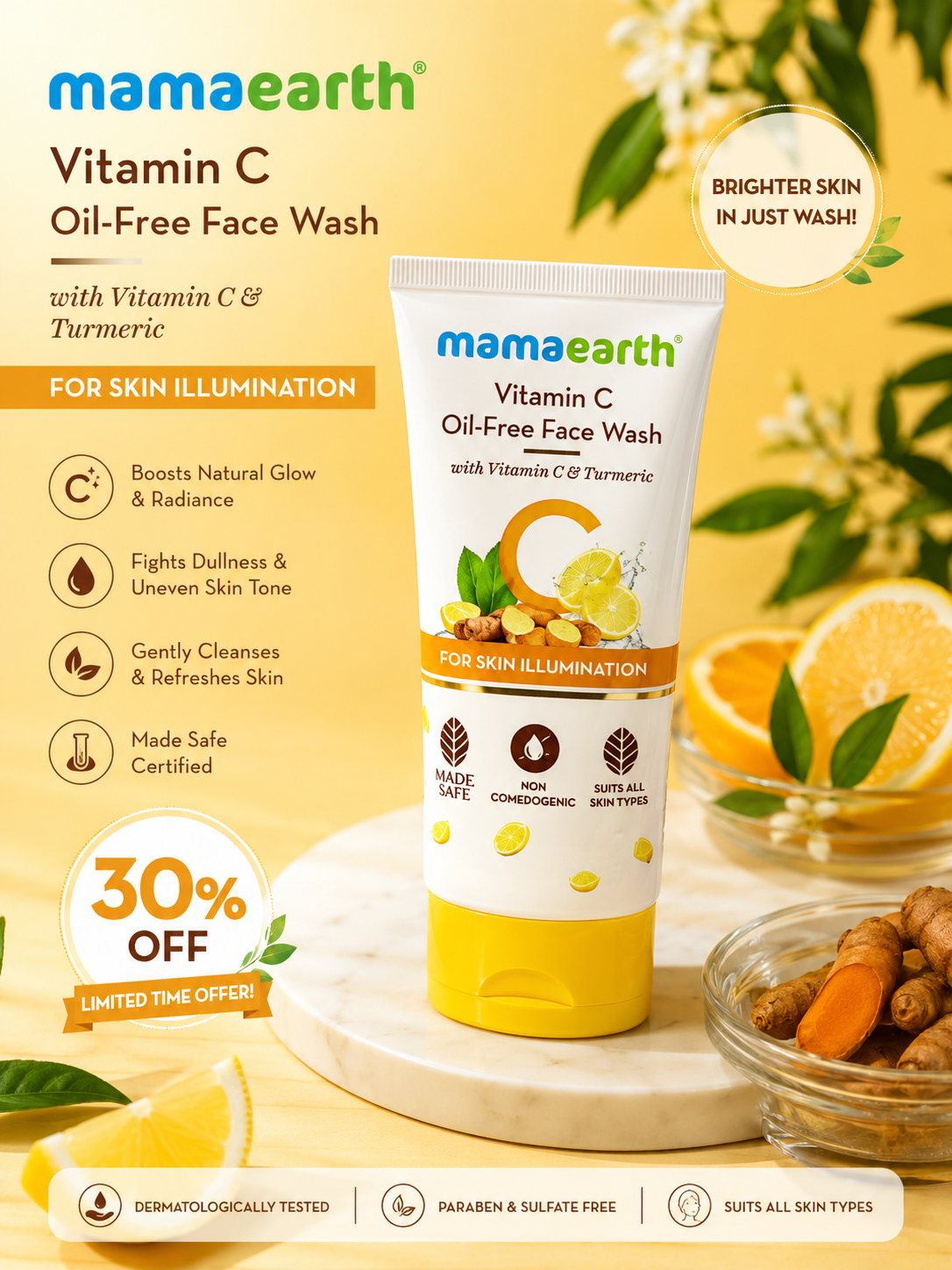 Mamaearth Vitamin C Oil-Free Face Wash (100 ml) 30% off
