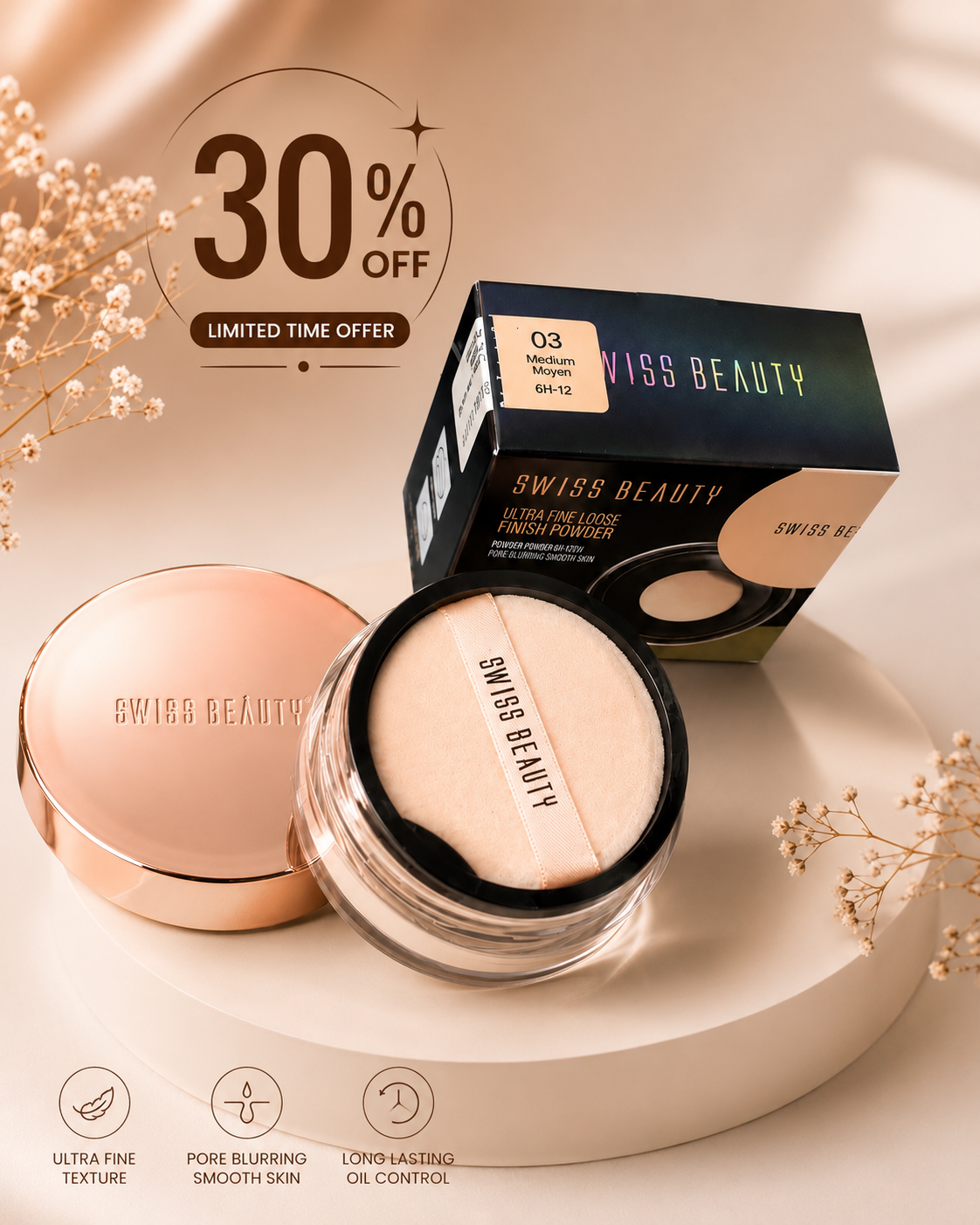 Swiss Beauty Ultra Fine Loose Finish Powder – 30g 30% off