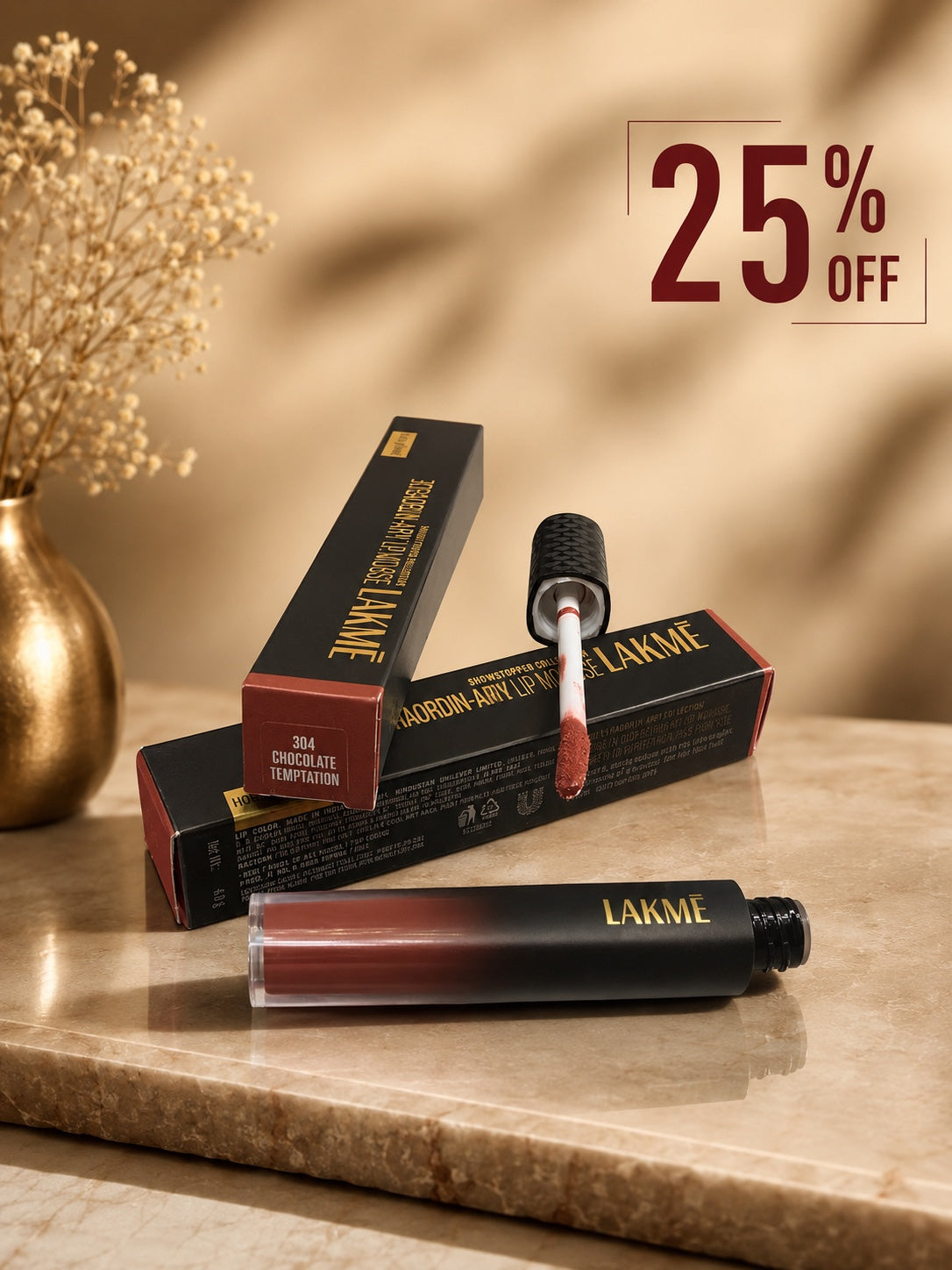 Lakmé Xtraordin-Airy Lip Mousse – 304 Chocolate Temptation 25% off