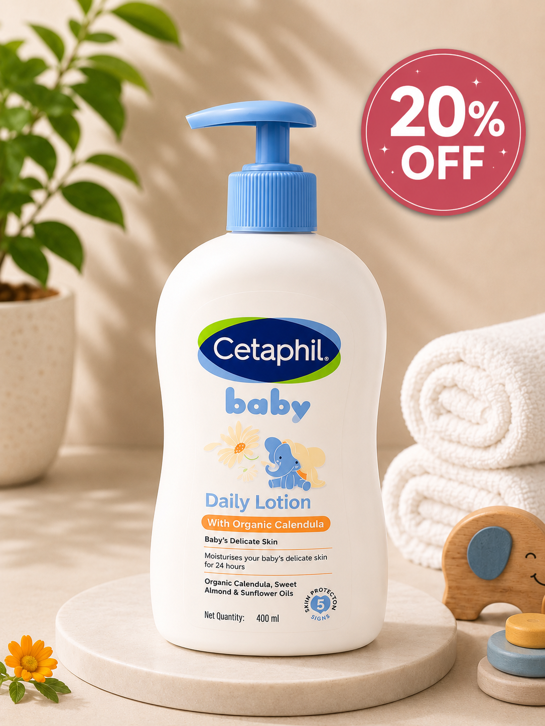 Cetaphil Baby Daily Lotion with Organic Calendula – 400ml 20% off