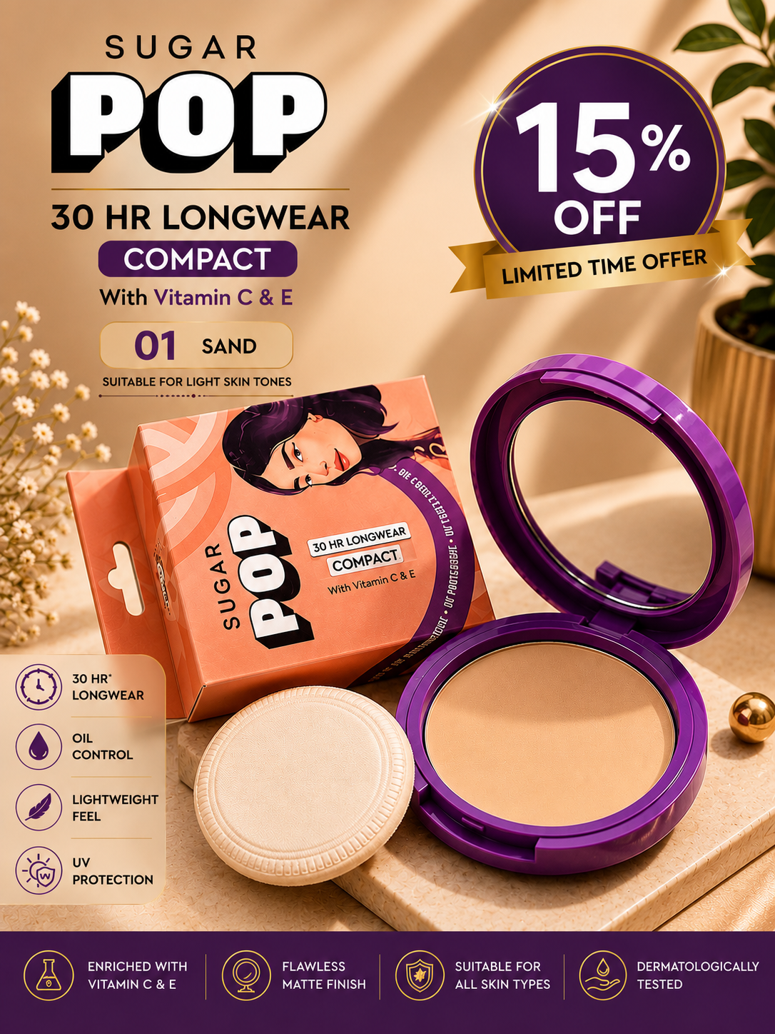 SUGAR POP 30 HR Longwear Compact 15% off