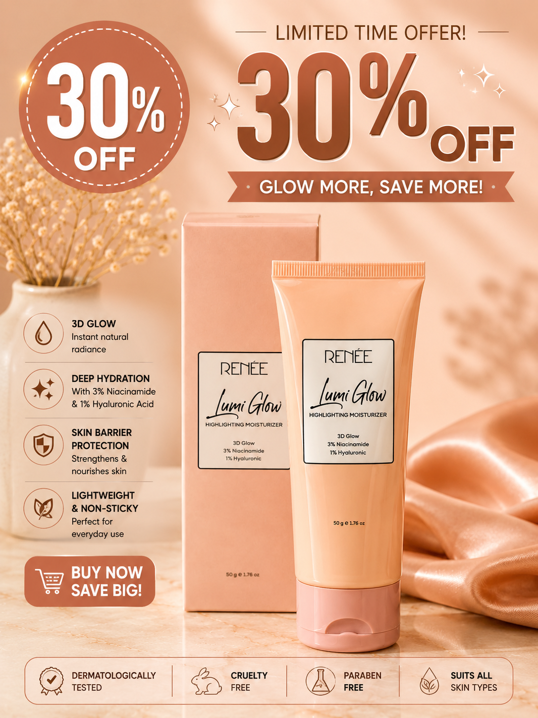 RENÉE Lumi Glow Highlighting Moisturizer – 50g 30% off
