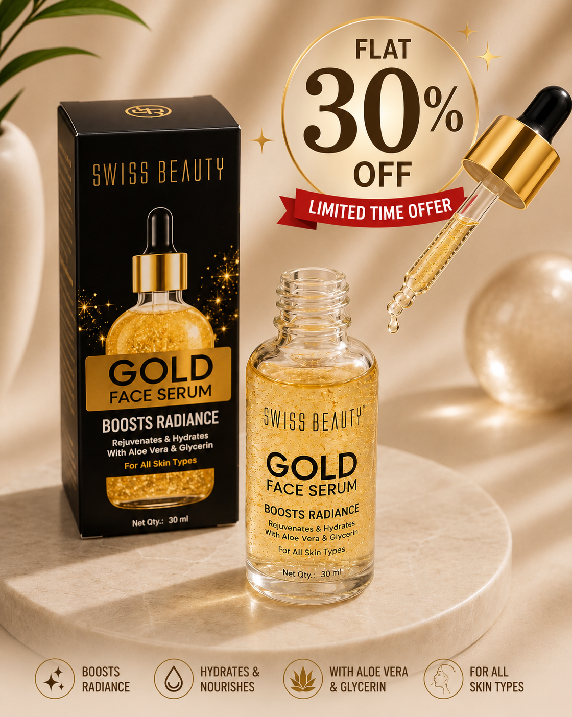 Swiss Beauty Gold Face Serum (30ml) 30% off