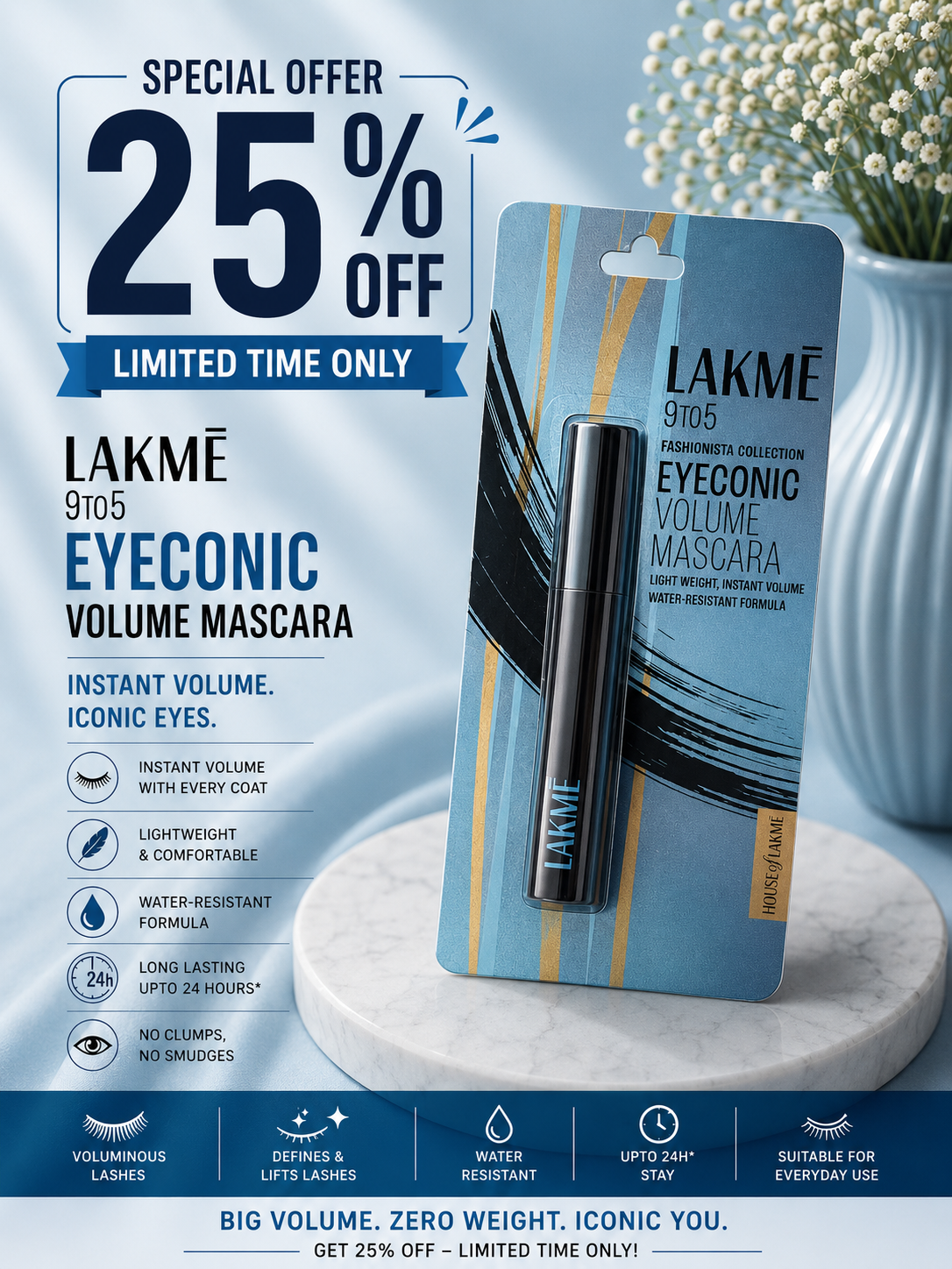 Lakmé 9to5 Eyeconic Volume Mascara 25% off