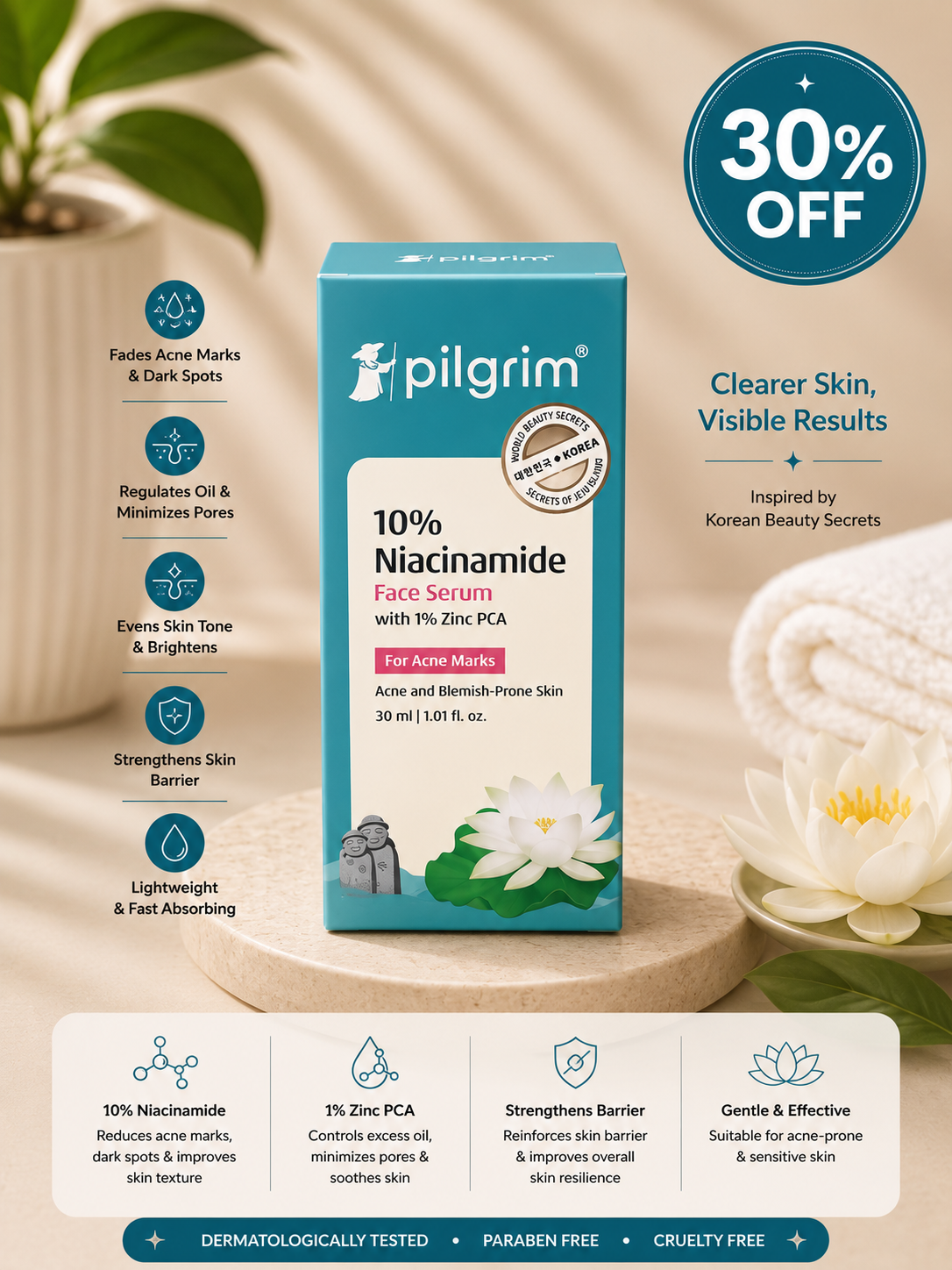 Pilgrim 10% Niacinamide Face Serum with 1% Zinc PCA (30ml) 30% off