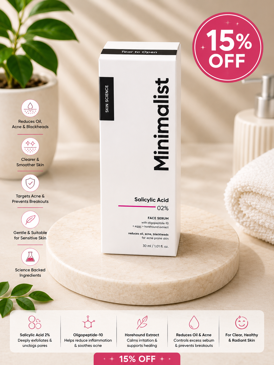 Minimalist Salicylic Acid 2% Face Serum (30ml) 15% off
