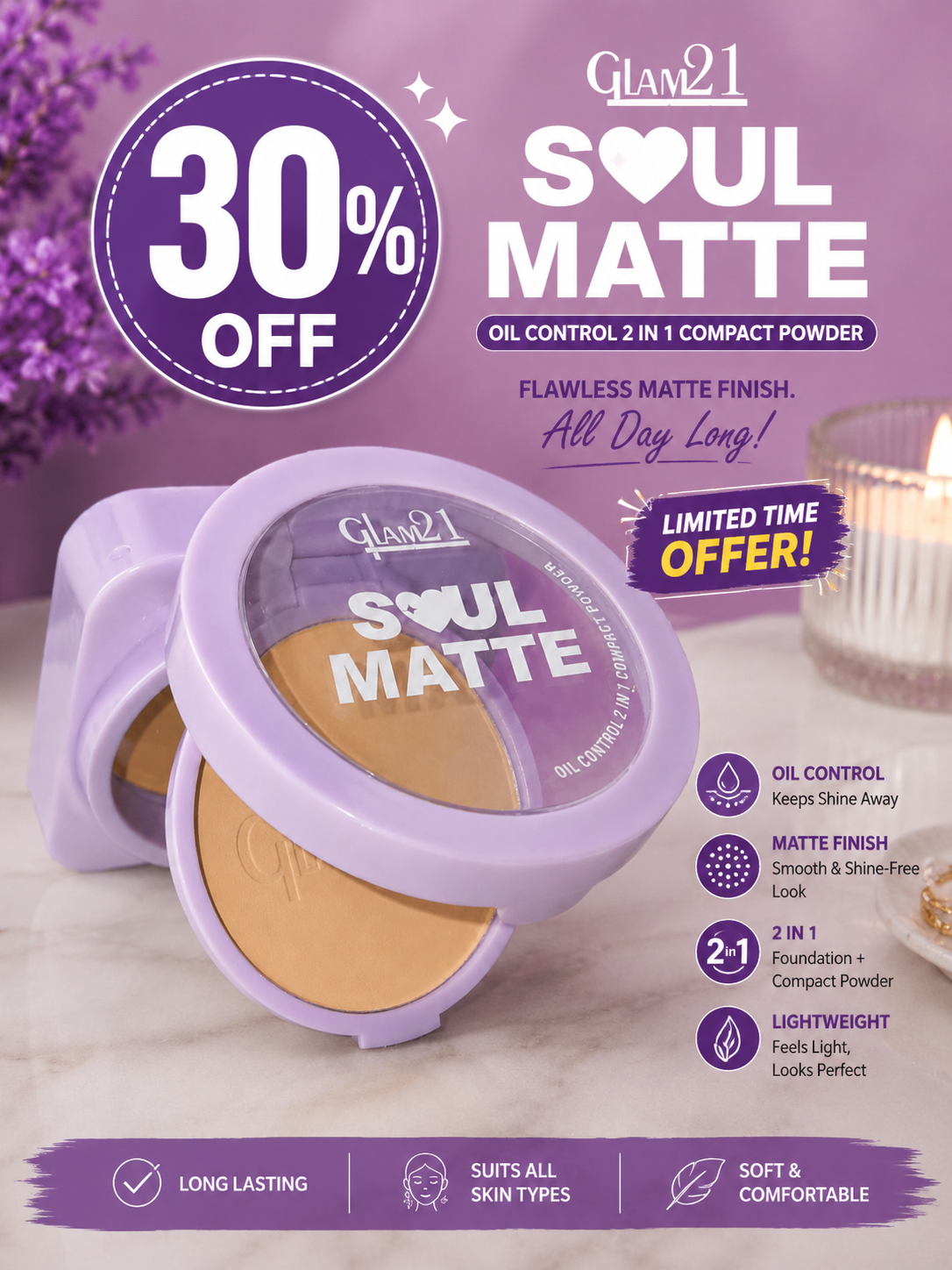 Soul matte compact powder 30% off