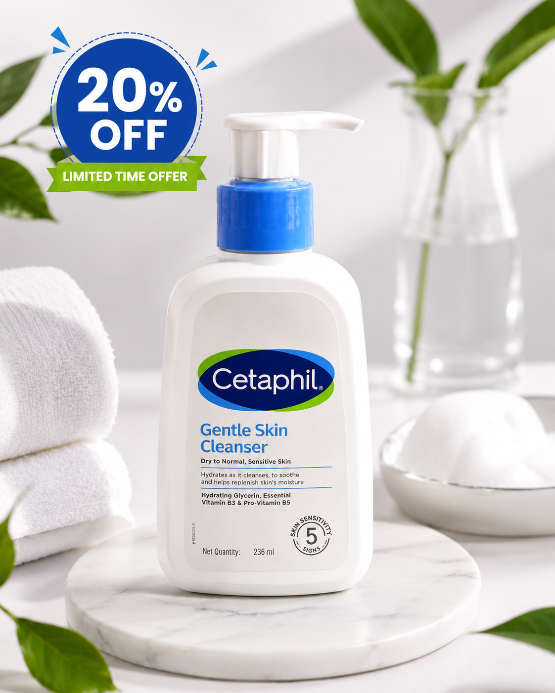 Cetaphil Gentle Skin Cleanser – 236ml flat 20%