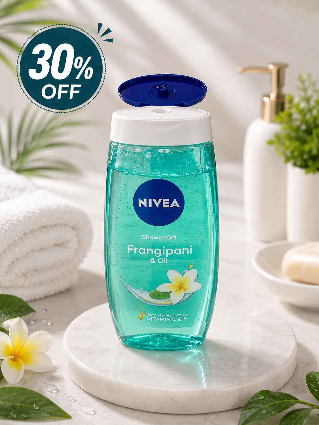 NIVEA Frangipani & Oil Shower Gel with Vitamin C & E | Refreshing Body Wash | Soft & Nourished Skin | 250ml