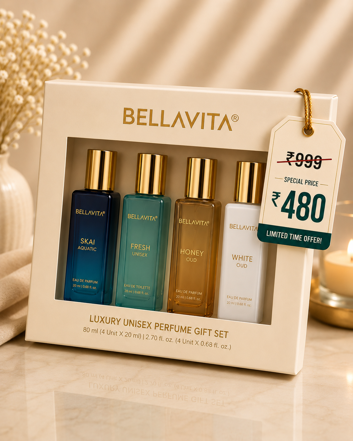 Bellavita Luxury Unisex Perfume Gift Set (4 x 20ml)