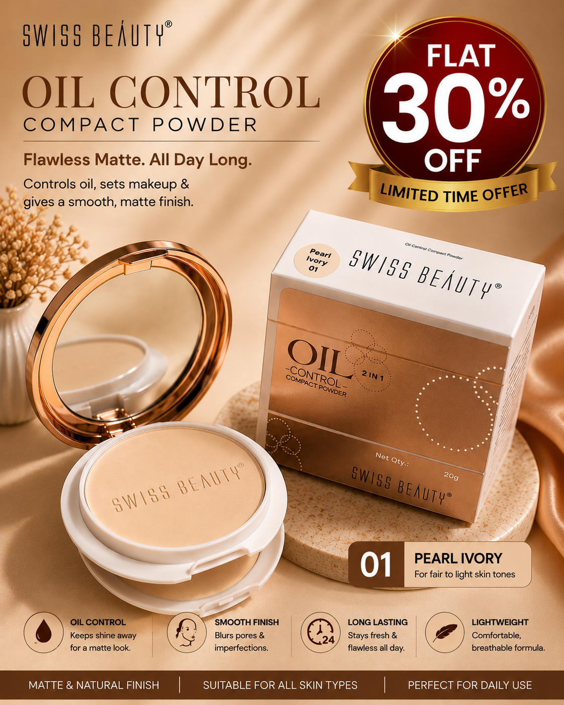 Swiss Beauty Oil Control Compact Powder 30% off