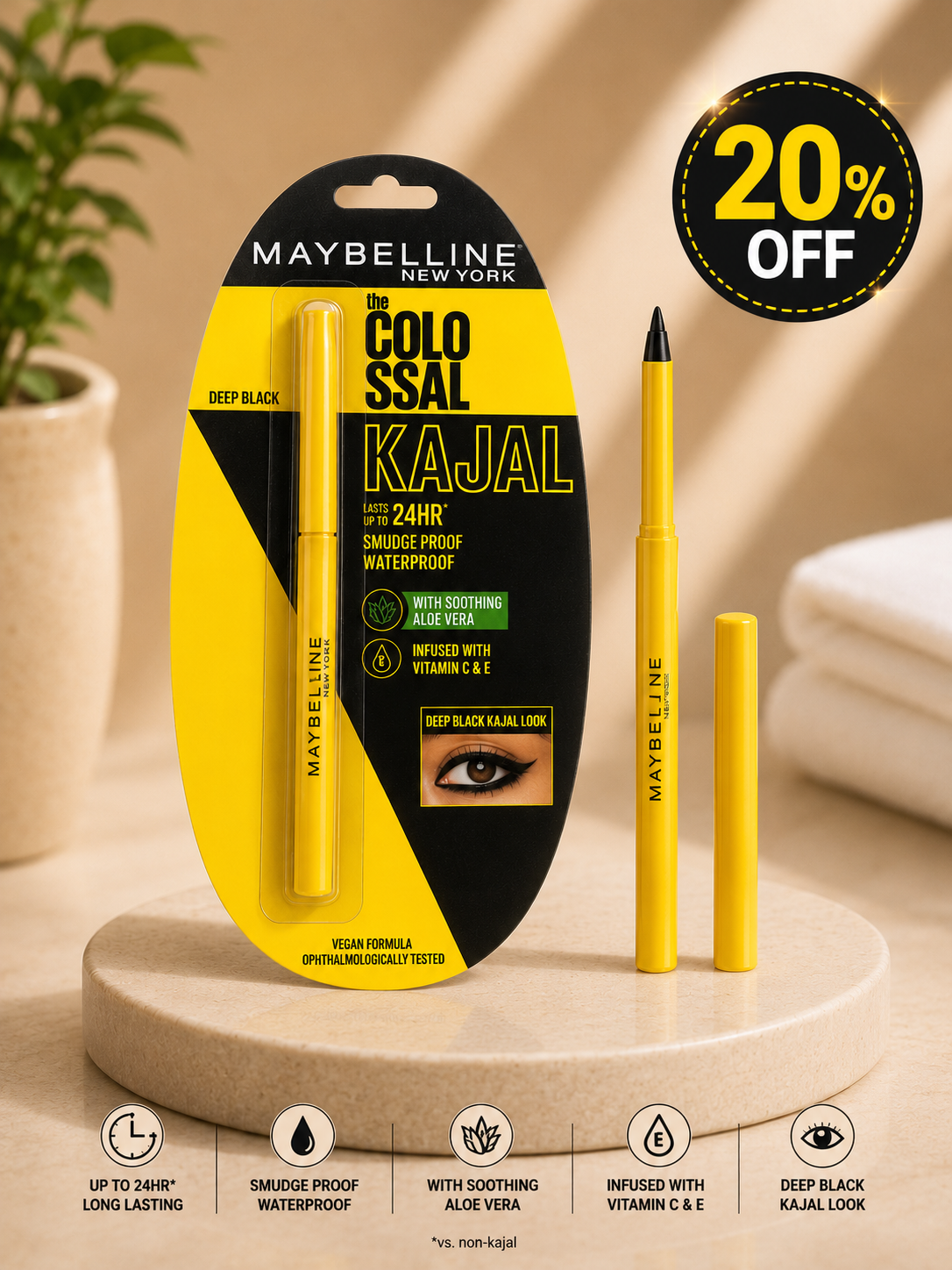 Maybelline New York The Colossal Kajal – Deep Black 20% off