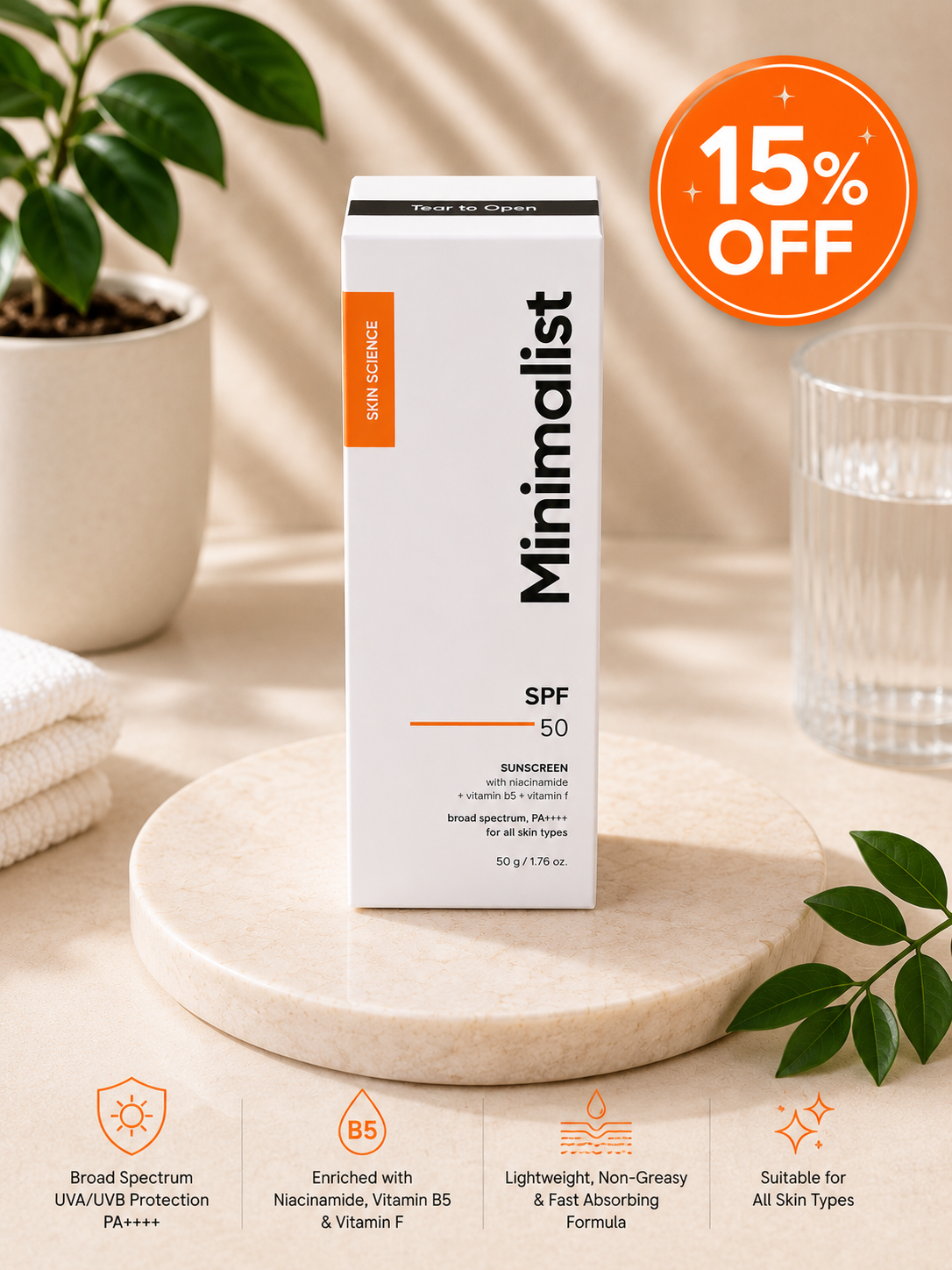 Minimalist SPF 50 Sunscreen (50g) 15% off