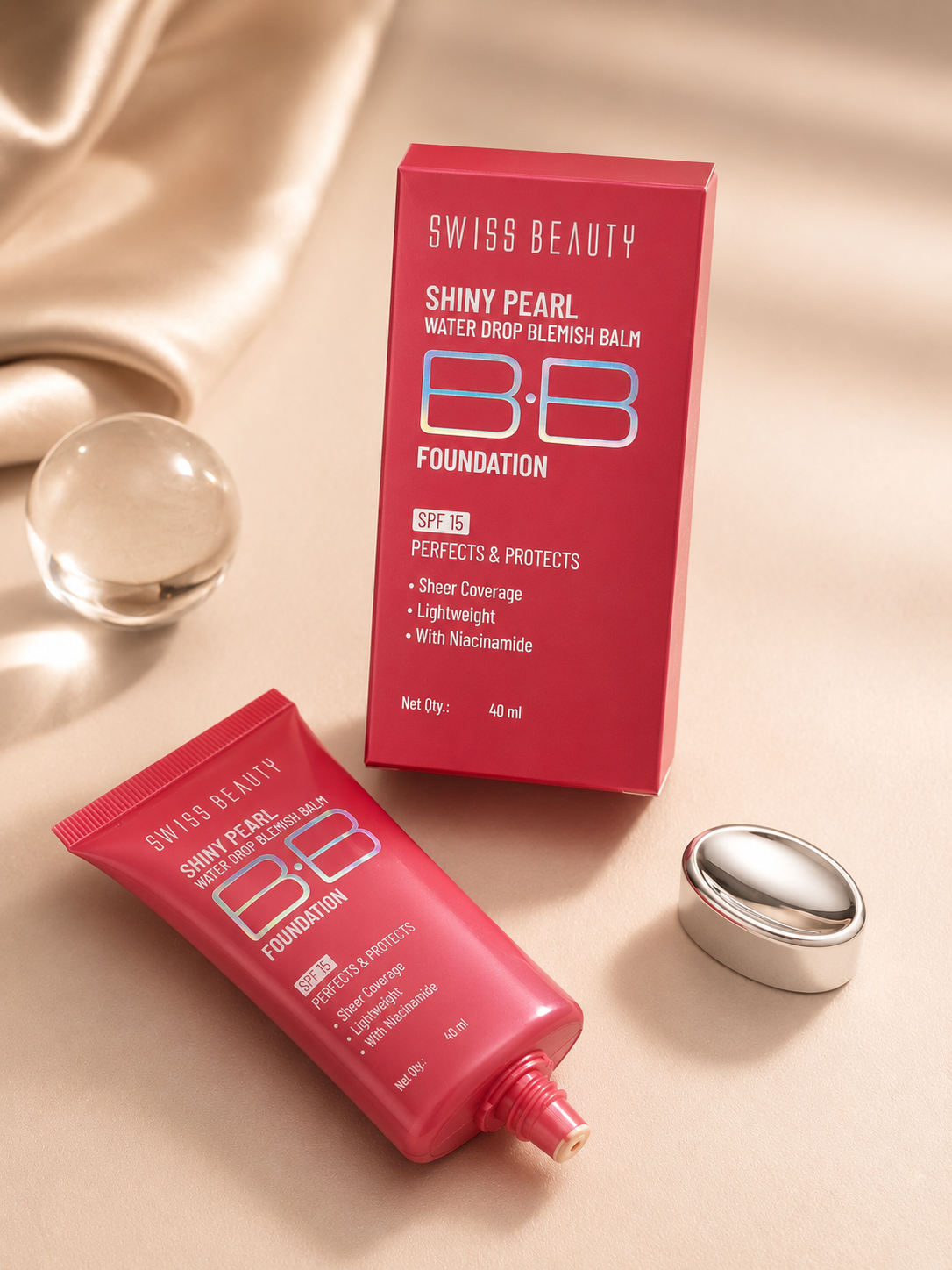 Swiss Beauty Shiny Pearl Water Drop Blemish Balm BB Foundation SPF 15 – 40ml flat 30%