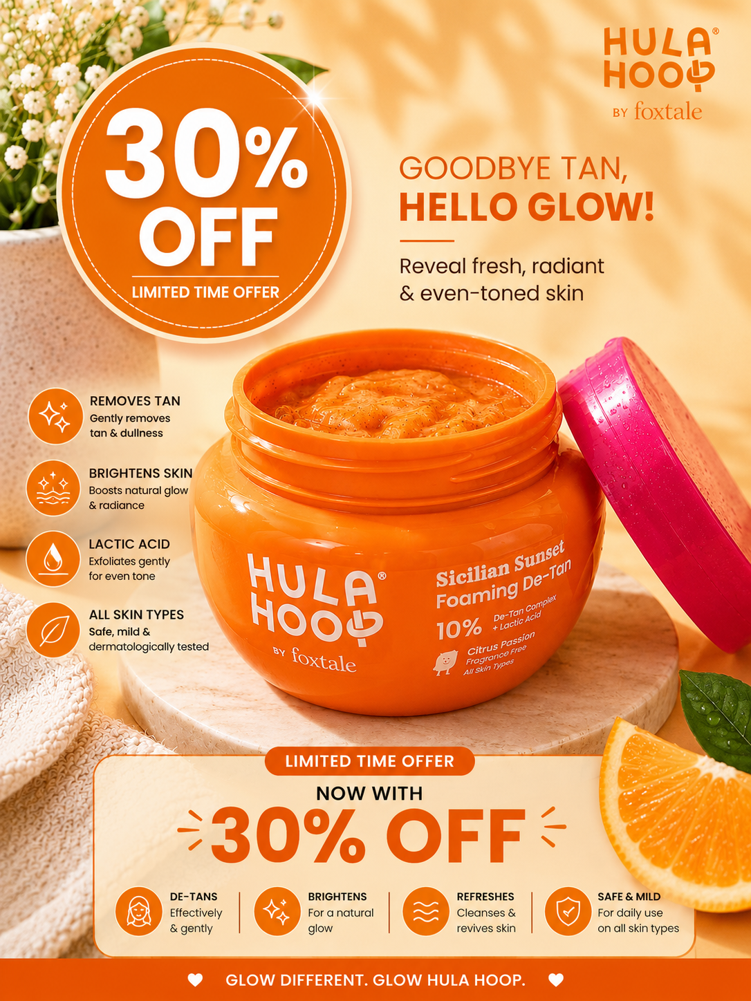 Hula hool by foxtale foaming de-tan body scrub 75g