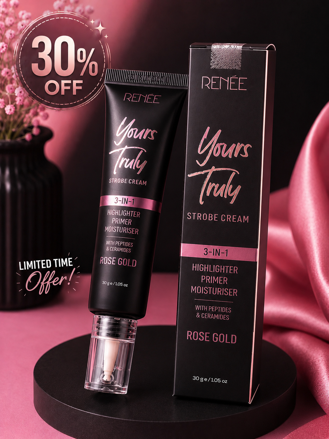RENÉE Yours Truly Strobe Cream – Rose Gold (30g) 30% off