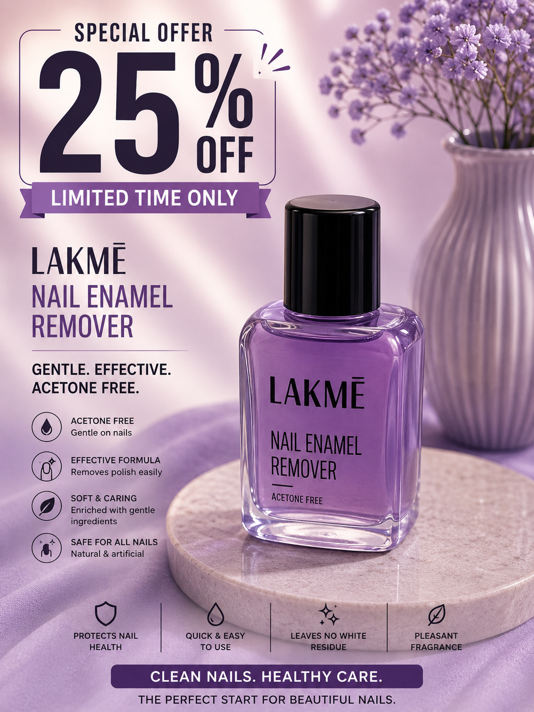 Lakmé Nail Enamel Remover – Acetone Free 25% off