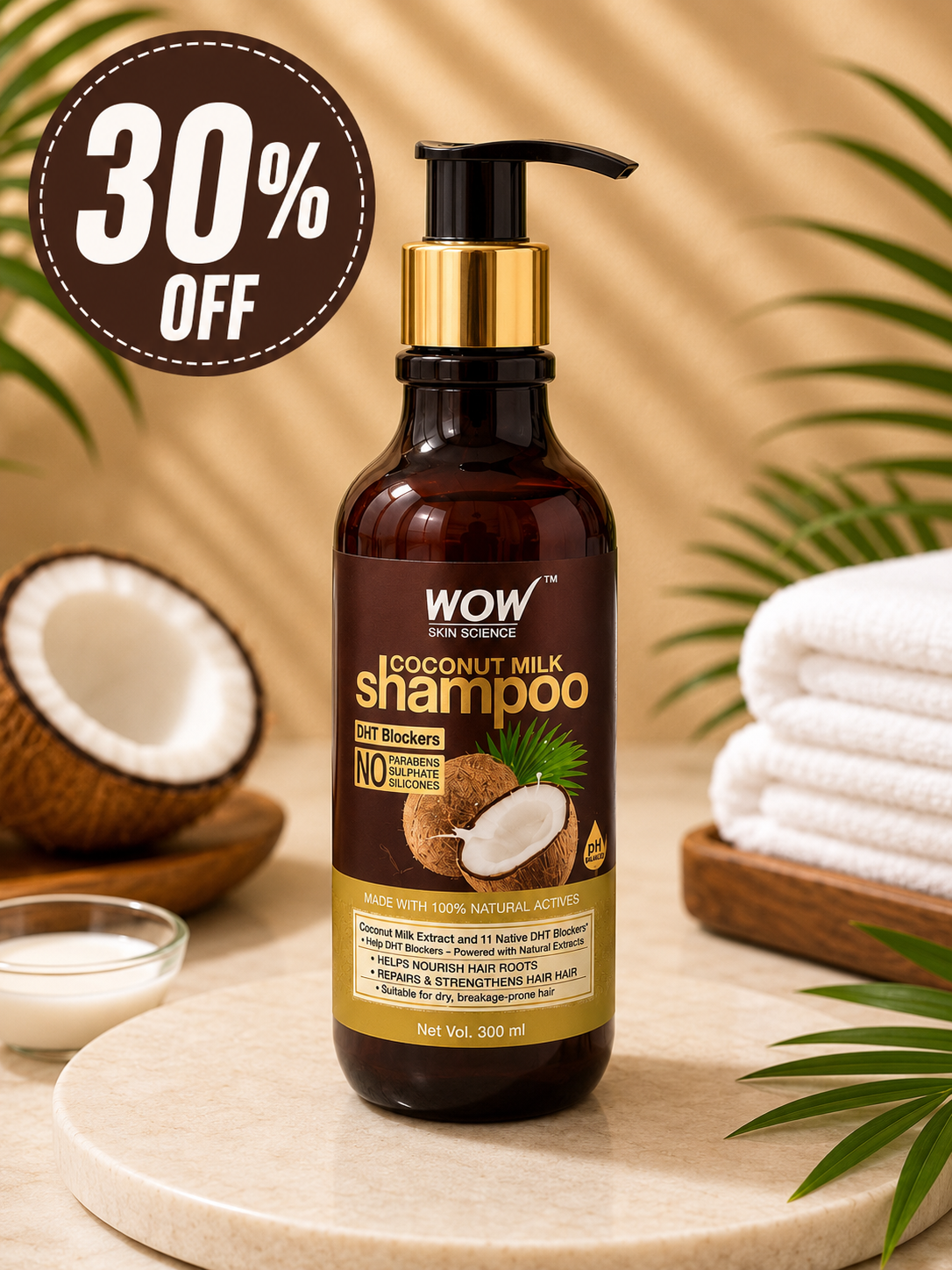 WOW Skin Science Coconut Milk Shampoo – 300ml  30% off