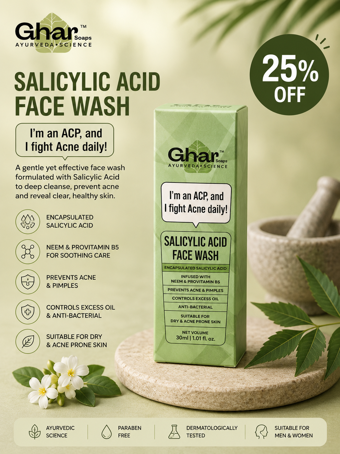 Ghar Soaps Salicylic Acid Face Wash (30ml) 25% off