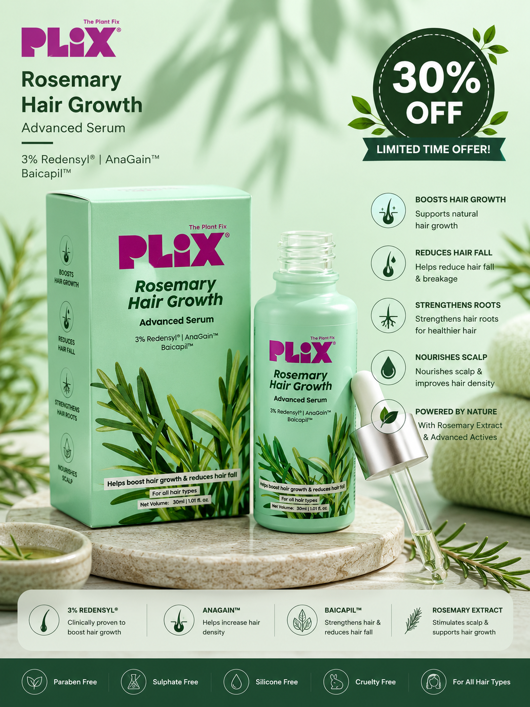 PLIX Rosemary Hair Growth Advanced Serum 30% off