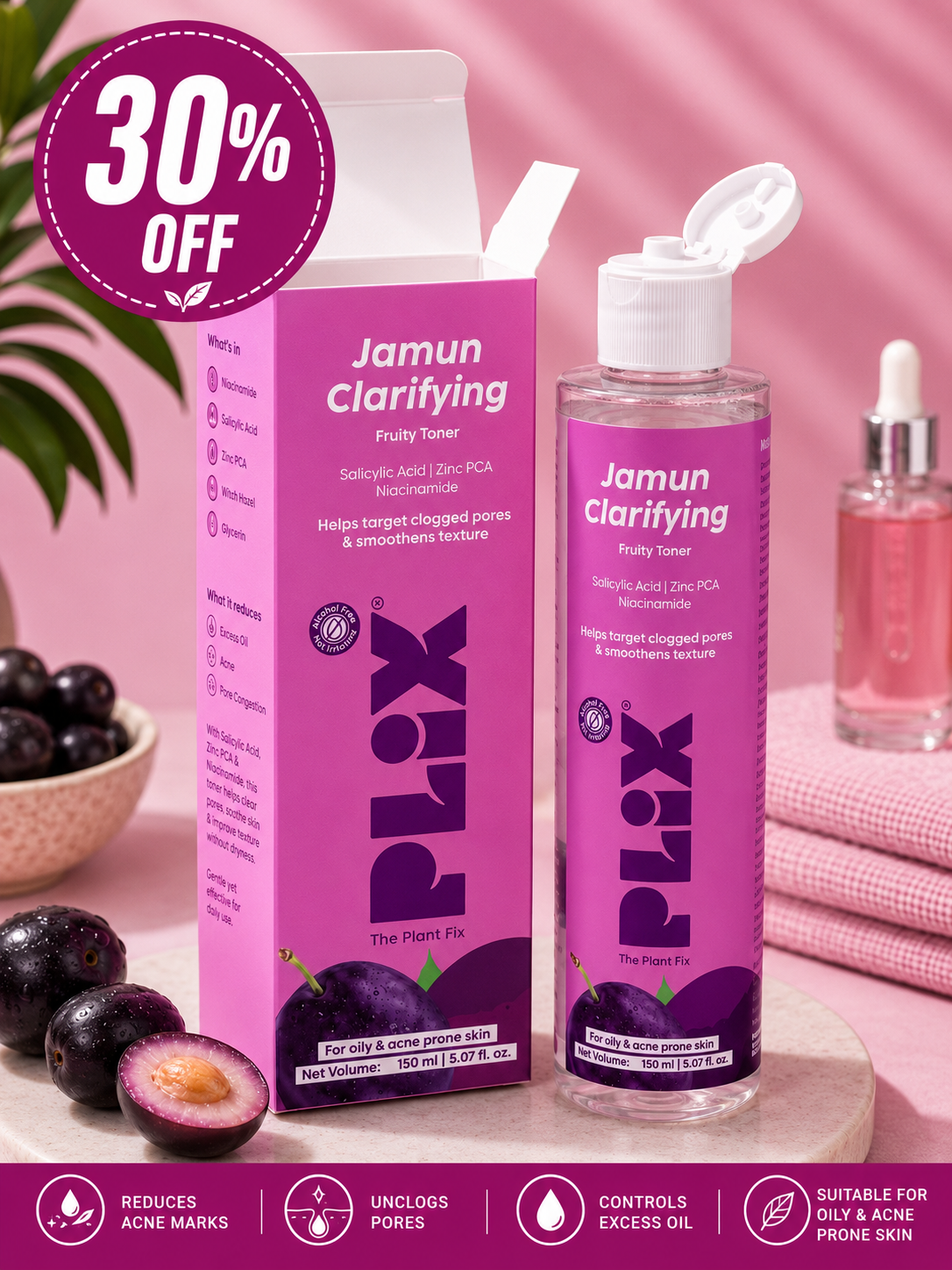Pilgrim Jamun Clarifying Fruity Toner – 150ml 30% off