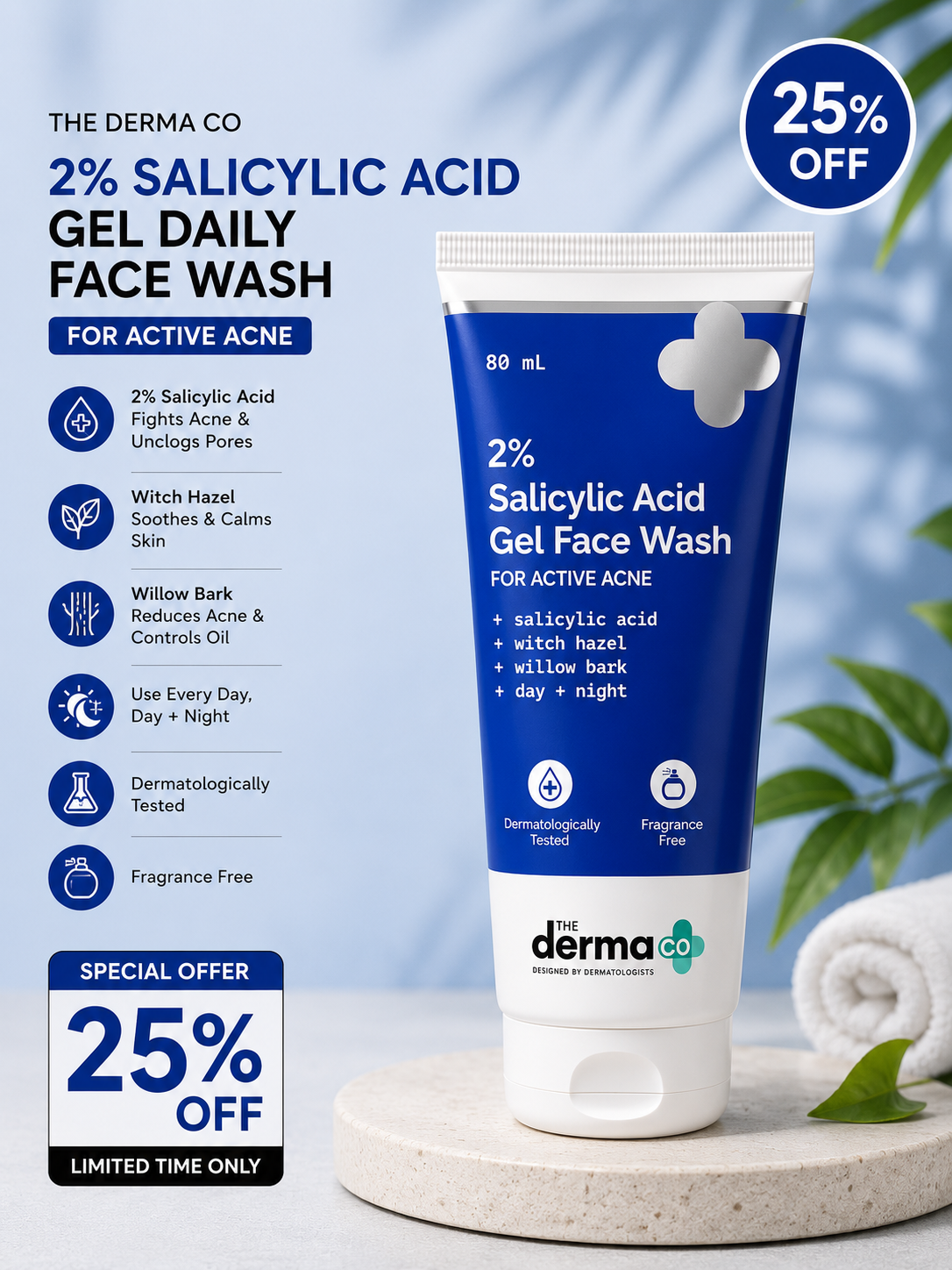 The Derma Co. 2% Salicylic Acid Gel Face Wash (80ml) 25% off