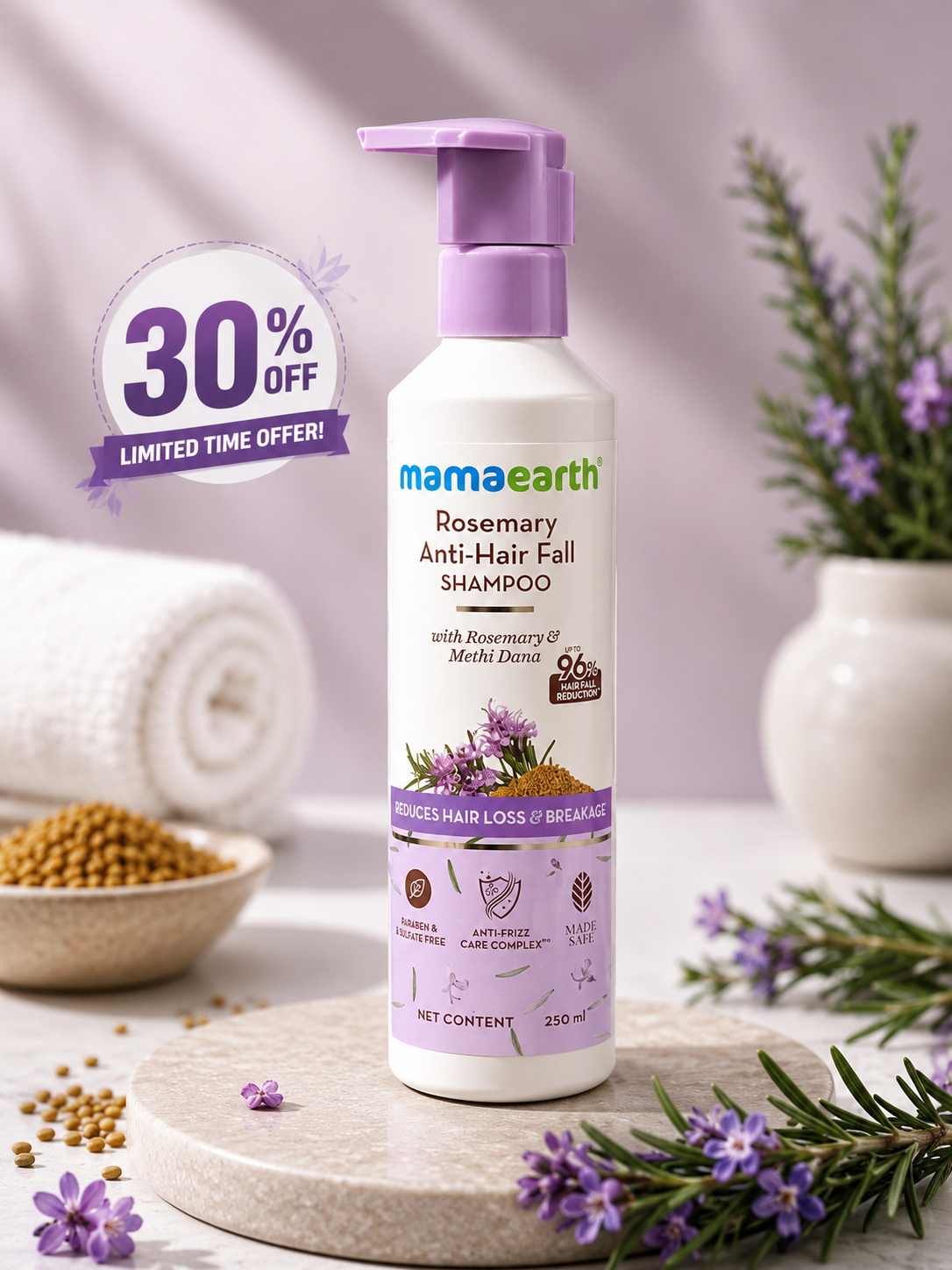 Mamaearth Rosemary Anti-Hair Fall Shampoo (250 ml) 30% off
