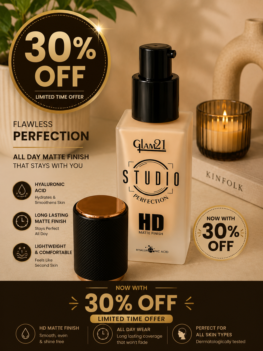 Glam21 HD matte finish foundation
