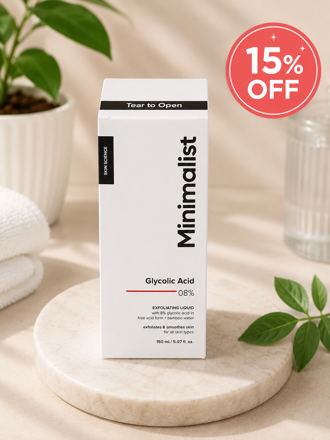 Minimalist Glycolic Acid 8% Exfoliating Liquid (150ml) 15% off
