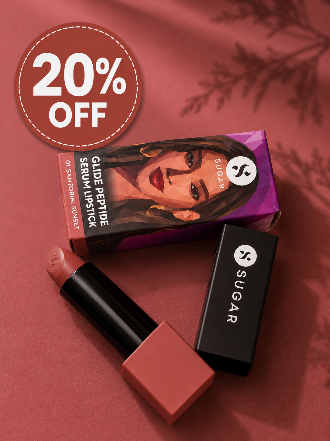 Sugar Glide Peptide Serum Lipstick – 01 Santorini Sunset 20% flat