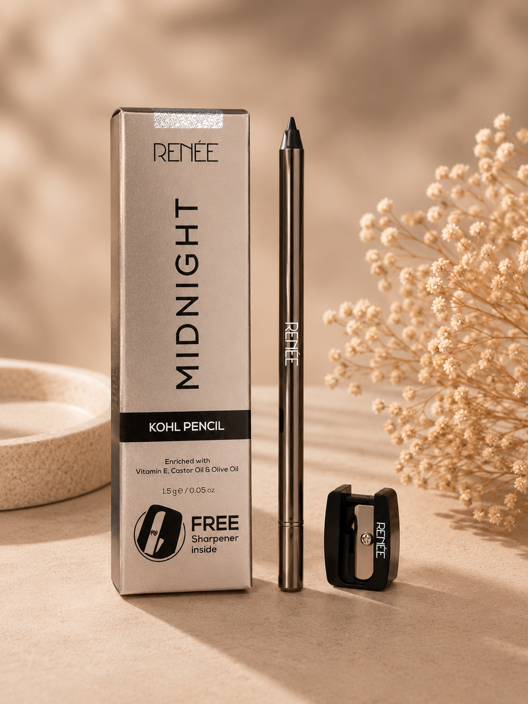 RENÉE Midnight Kohl Pencil – Intense Definition, All-Day Comfort 30%flat