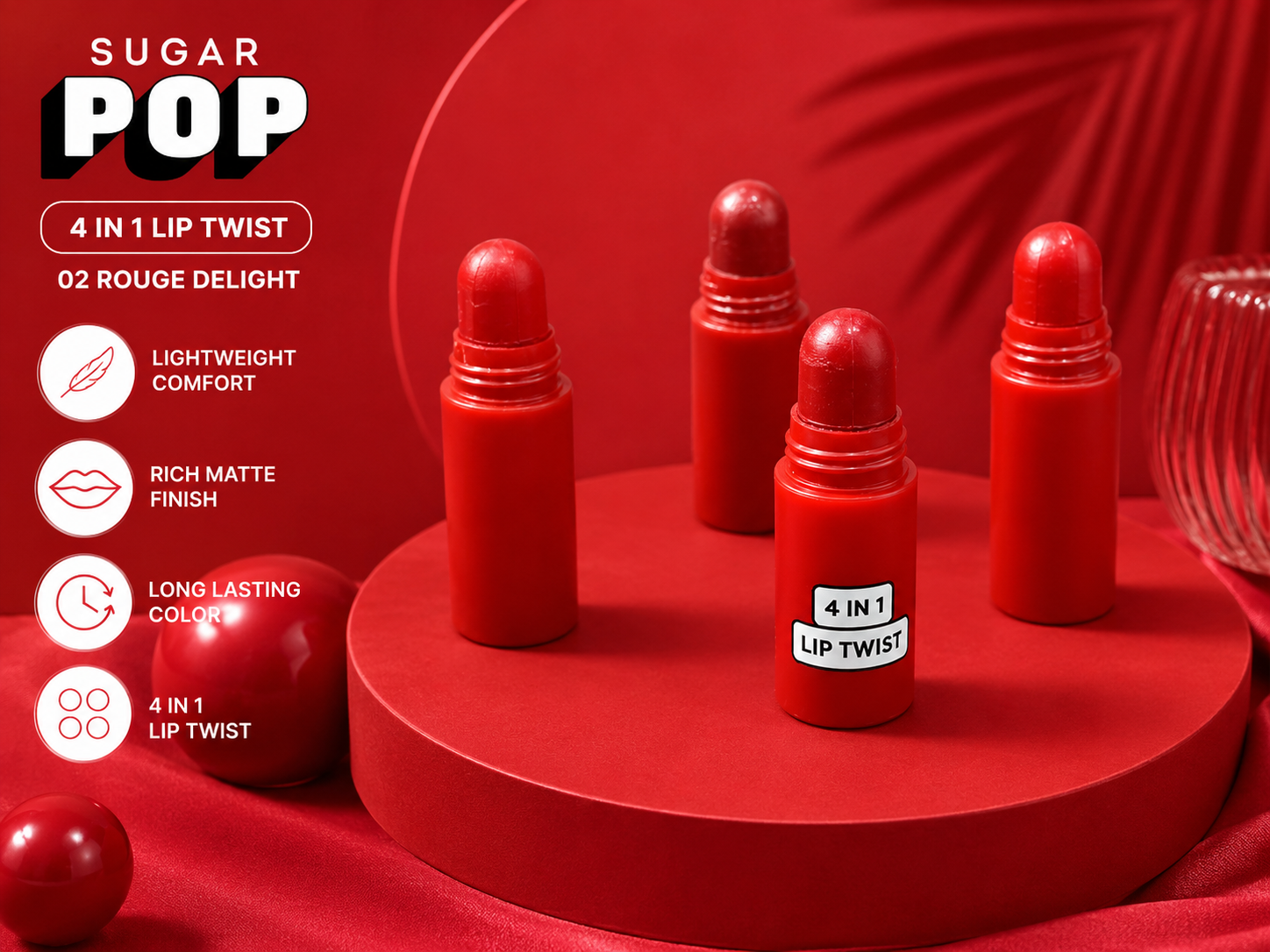 Sugar Pop 4-in-1 Lip Twist – Rouge Delight 02 20% off
